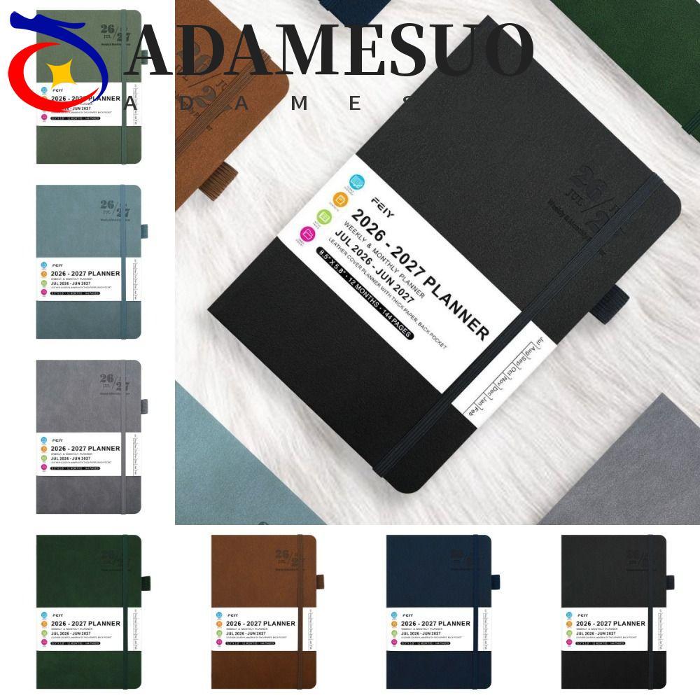 ADAMESUO Agenda Planner Notebook, สะดวก A5 2026-2027 Schedule Book, To Do List Simple Multi-Functional กระดาษหนา Time Management Planner ของขวัญ