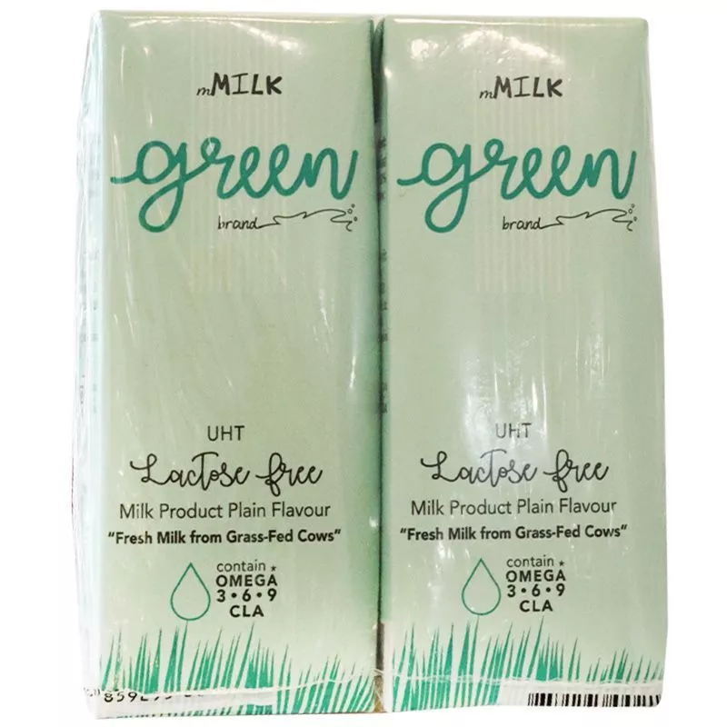 เอ็มมิลค์กรีนนมยูเอชทีปราศจากน้ำตาลแลคโตสรสจืด 180มล แพค2 mMilk Green Lactose Free 180X2 [8859295002150 ]