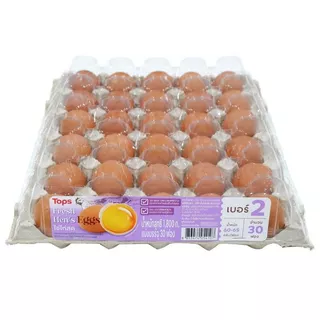 ท็อปส์ไข่ไก่สดปลอดสารเบอร์2 แพค 30ฟอง Tops Fresh Hen Eggs No.2 Pack 30pcs. [หมายเลขบาร์โค้ด 8853474054107 ]