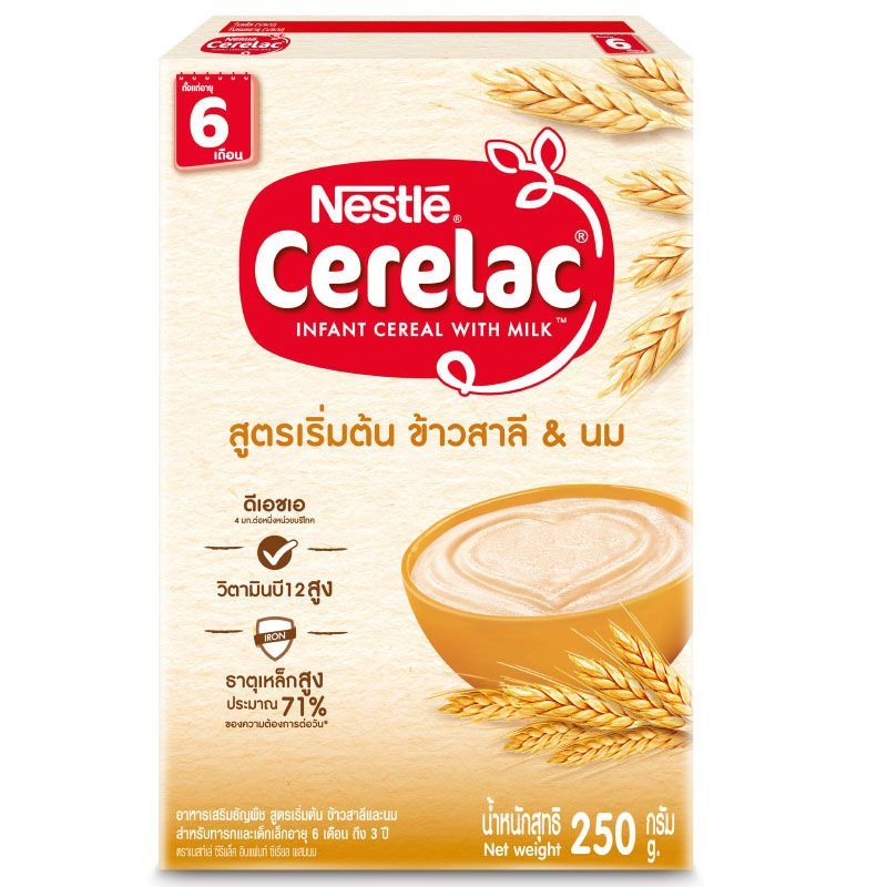 ซีรีแลคอาหารเสริมเด็กสูตรเริ่มต้นดีเอชเอ 200กรัม Cerelac Baby Food Wheat Milk 200g. [หมายเลขบาร์โค้ด 9556001132536 ]