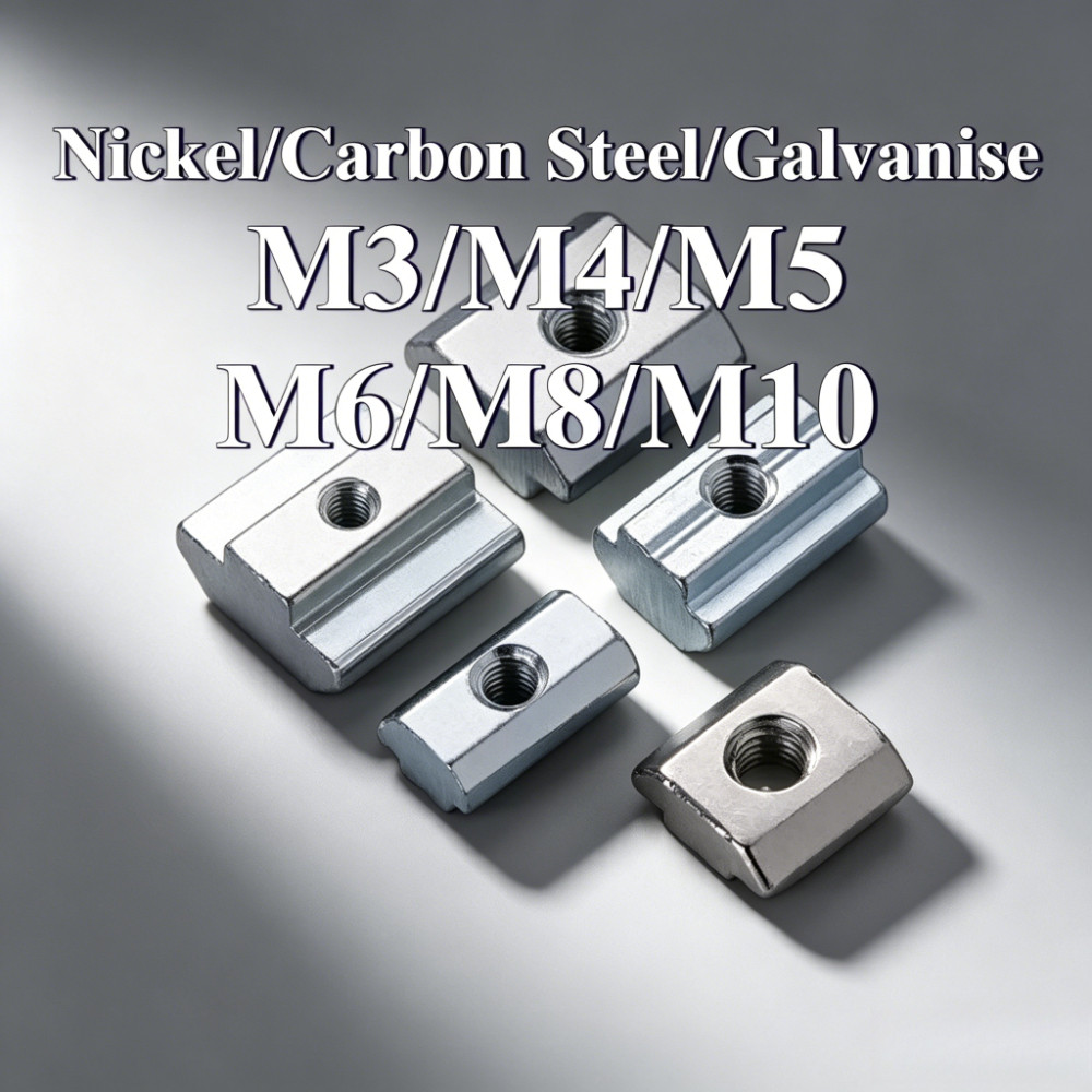(KZS) T-Slot Nuts M3-M10 Nickel/Carbon/Galvanized สําหรับกรอบอลูมิเนียมอุตสาหกรรม
