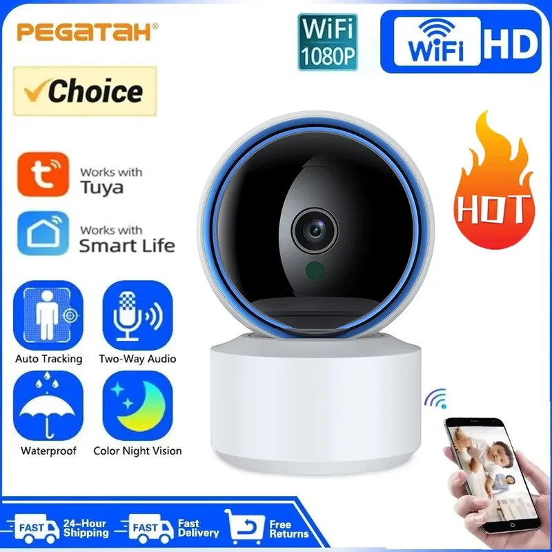 Tuya 5MP WiFi IP Camera Baby Monitor 360° PTZ Motion Detection 2 Way Audio Night Vision รองรับ TCP/I