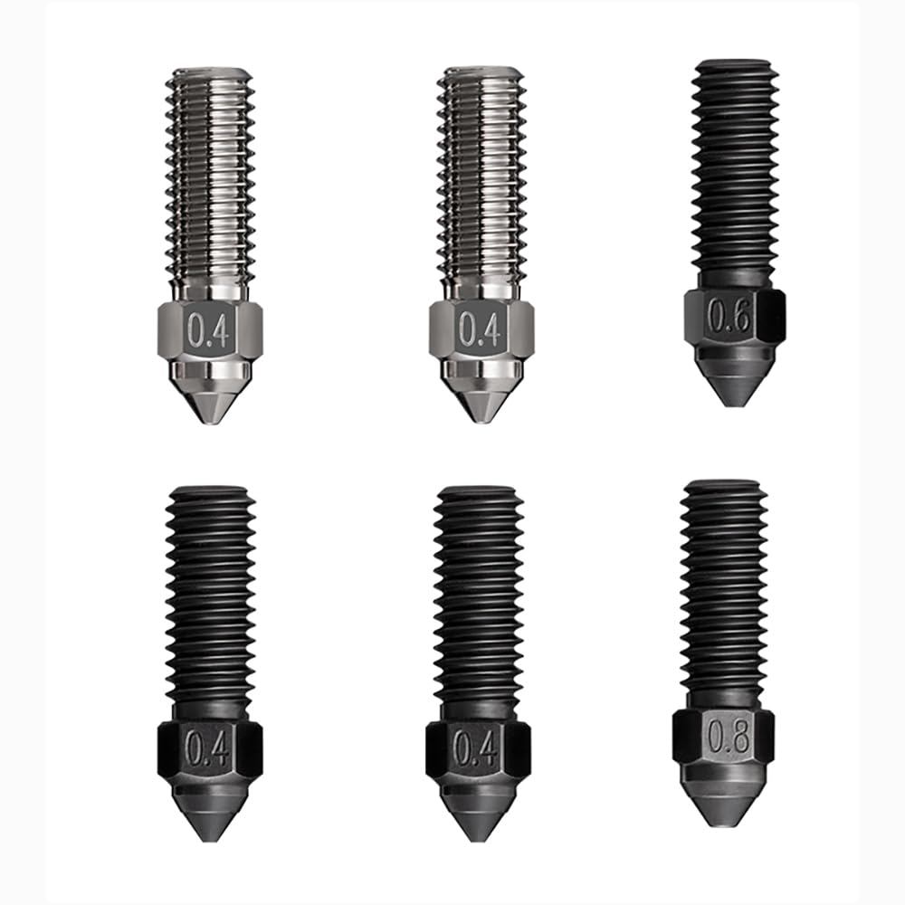 6PCS อย่างเป็นทางการ K1 Max Hotend หัวฉีดชุดทองแดงชุบ/Hardened เหล็ก Extruder หัวฉีด 0.4 มม.0.6 0.8 