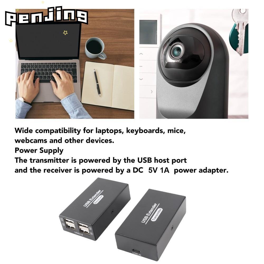 PENJING ตัวขยาย USB คู่, ส่งช่วง 120 ม. Single Ethernet Cat5e 6 7 Ethernet LAN Extender, Plug and Pl