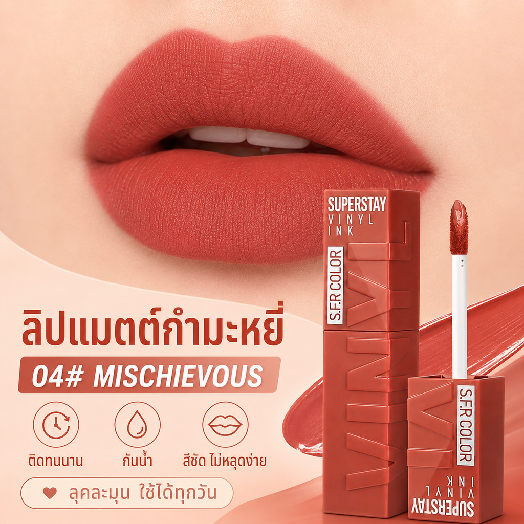 🔥สินค้าพร้อมส่ง🔥 ลิปจุ่มเนื้อกำมะหยี่ สีชัด ติดทนนาน กันน้ำ ไม่ติดแก้ว เนื้อบางเบา ลุคแมตต์สวยธรรมชาติ เกลี่ยง่าย