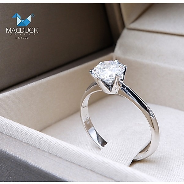 Madduckjewels แหวนเงินแท้ 925 CZ / โมอิส (Moissanite) / เพชร Lab Grown ชุบโรเดียม แหวนแต่งงาน แหวนหมั้น RG1733