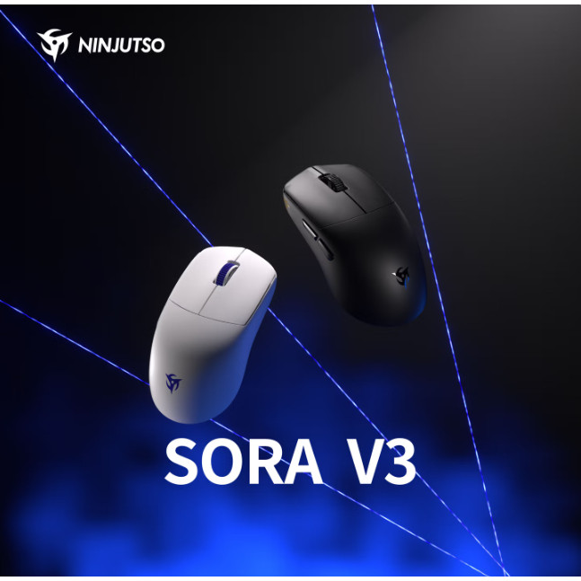 NINJUTSO SORA V3 เมาส์ไร้สายแบบไม่มีรู เกม esports น้ําหนักเบา 2.4G/wired dual-mode มาตรฐาน 8K อัตรา