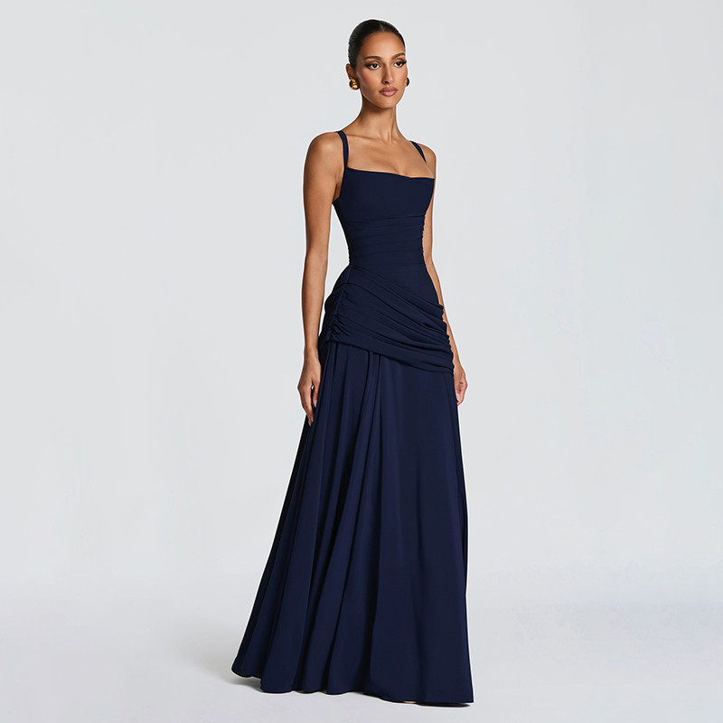 แปลก Puss Elegant Maxi ชุดผู้หญิงพับสแควร์คอต่ําคอแขนกุด Backless วันเกิด Party Solid Chic จัดเลี้ยง Vestidos — صورة 8