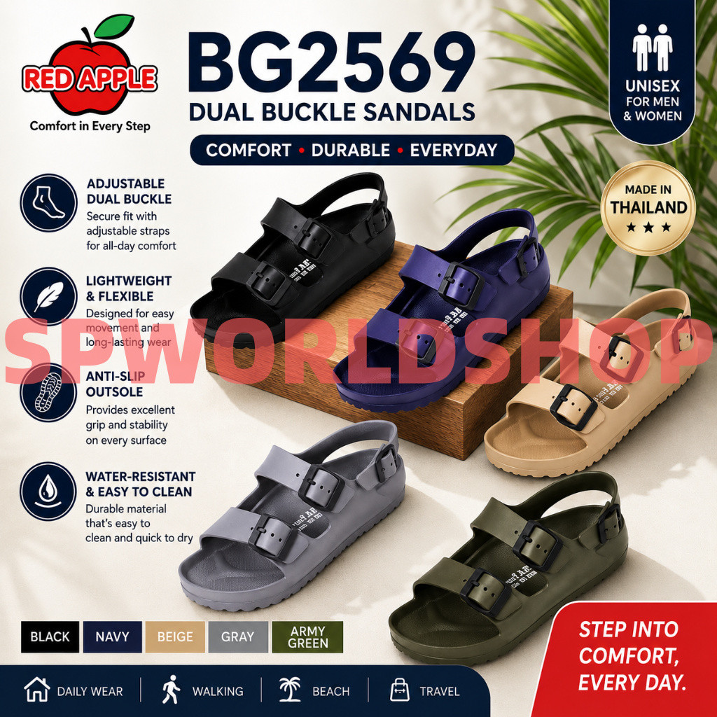 Red Apple Double Backstrap Sandals Shoes BG2569 Thailand 防水凉鞋