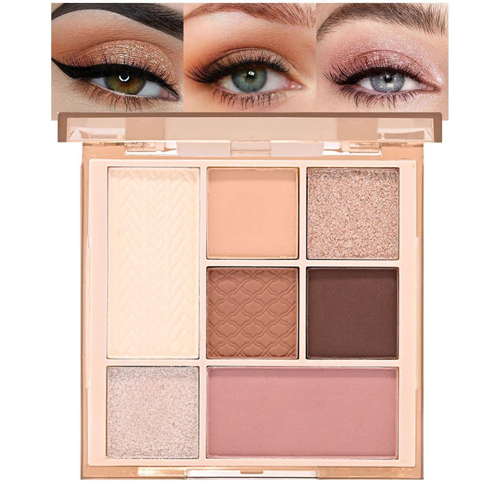 CAKAILA 7 สีอายแชโดว์แต่งหน้า Palette,สีขาว GoldenBrown Mauve Taupe Natural Neutral Eye Shadow Palet
