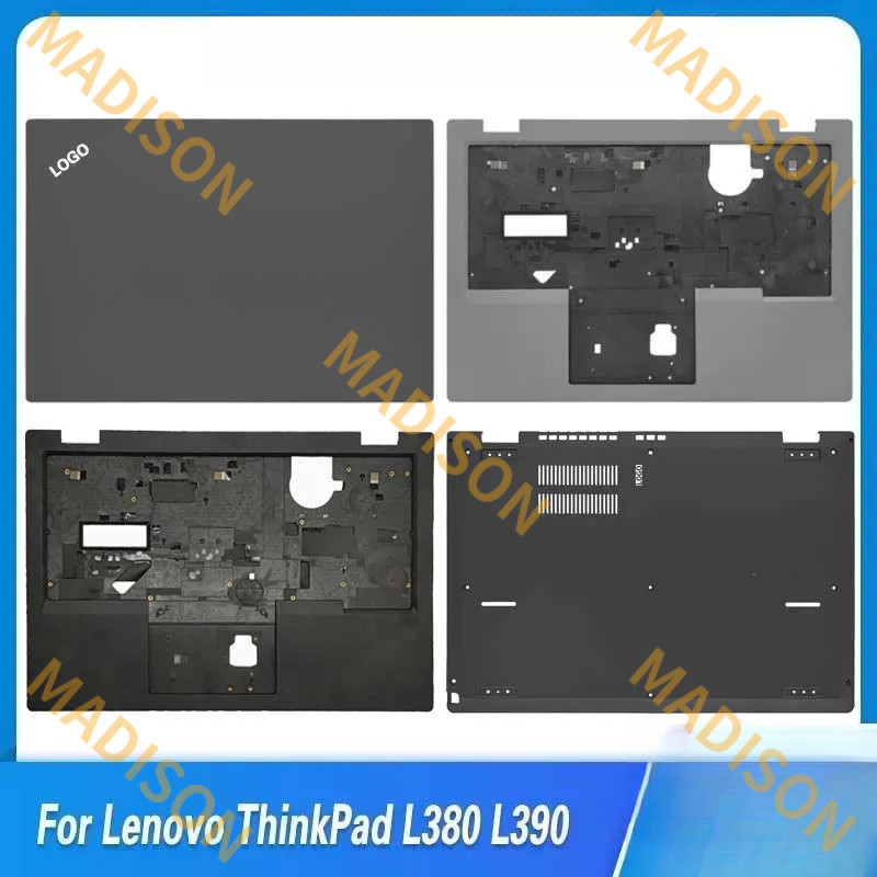 แล็ปท็อปใหม่สําหรับ Lenovo ThinkPad L380 L390 LCD ปกหลัง Palmrest Upper Top คีย์บอร์ดด้านล่างสีดํา