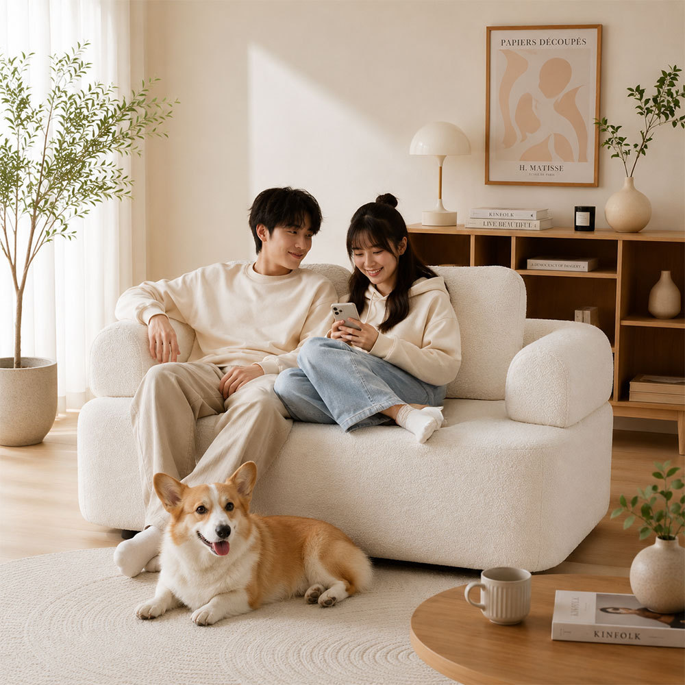 SB Design Square โซฟา PLAY รุ่น CHHIPPA ผ้าขนแกะขาว355 สีขาว แบรนด์ KONCEPT FURNITURE