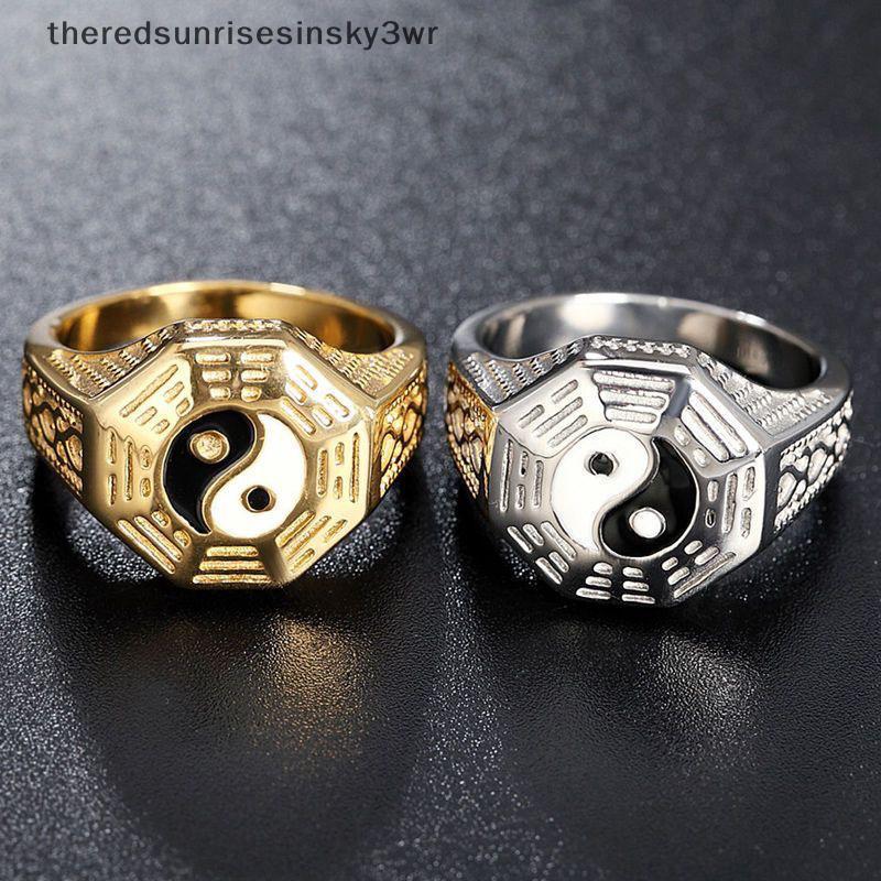 (the) Yin Yang Ring Zodiac Qian Kun Bagua แหวนนิ้วปรับได้ Luy เครื่องประดับมงคลของขวัญ (TH)