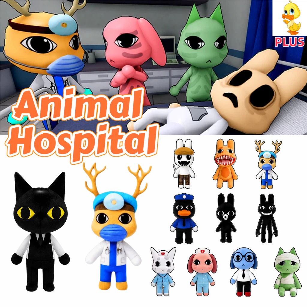 PLUS✨Roblox Animal Hospital ตุ๊กตา Plushie สนุกเลขาธิการสุนัข ดร. ฮาร์โลว์ พยาบาลกวาง กระต่าย Plushies ของขวัญวันเกิด ของขวัญฮัลโลวีน