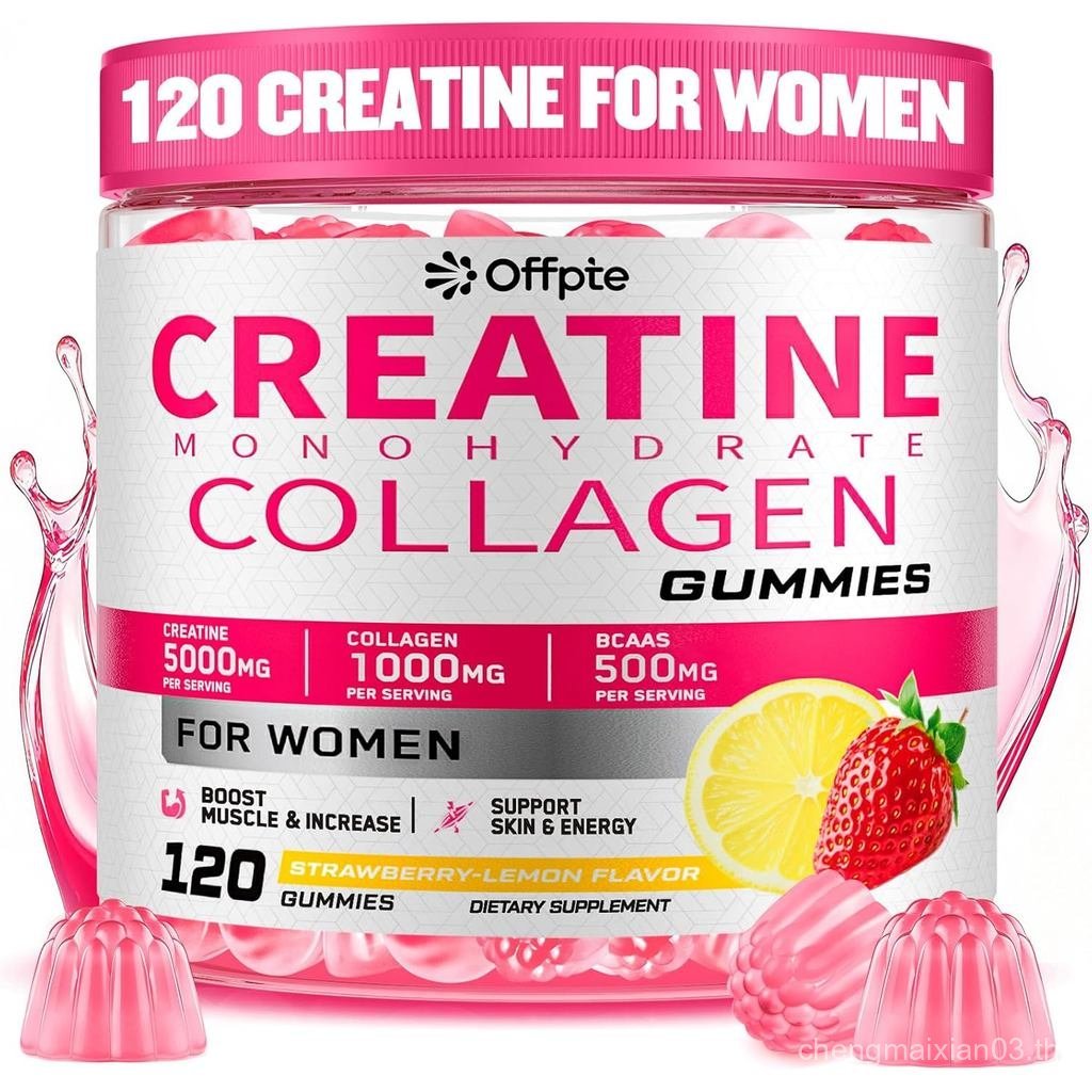 Creatine for Women, 5000mg Creatina Monohidratorada Gummies พร้อมคอลลาเจน BCAA เคี้ยวสําหรับกล้ามเนื