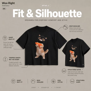 COD จัดส่งตลอด 24 ชั่วโมง Woo Right Boxy crop tee เสื้อยืดผู้ชาย oversize เสื้อแฟชั่นสีดำ ทรงสั้น เสื้อแฟชั่น ใส่สบาย