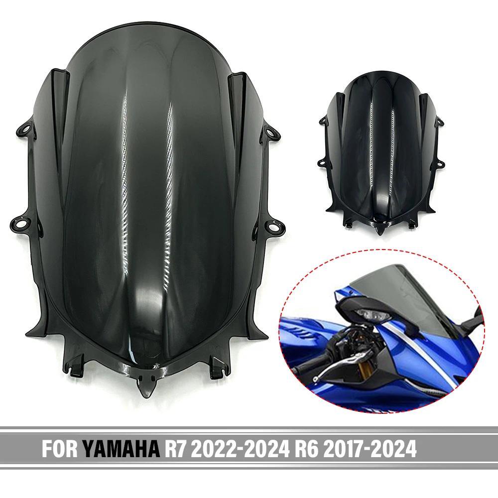 ZJ For Yamaha YZFR7 2022 2023 2024 R6 2017-2024 Wind Deflectore Windscreen Smoke Black Double Bubble