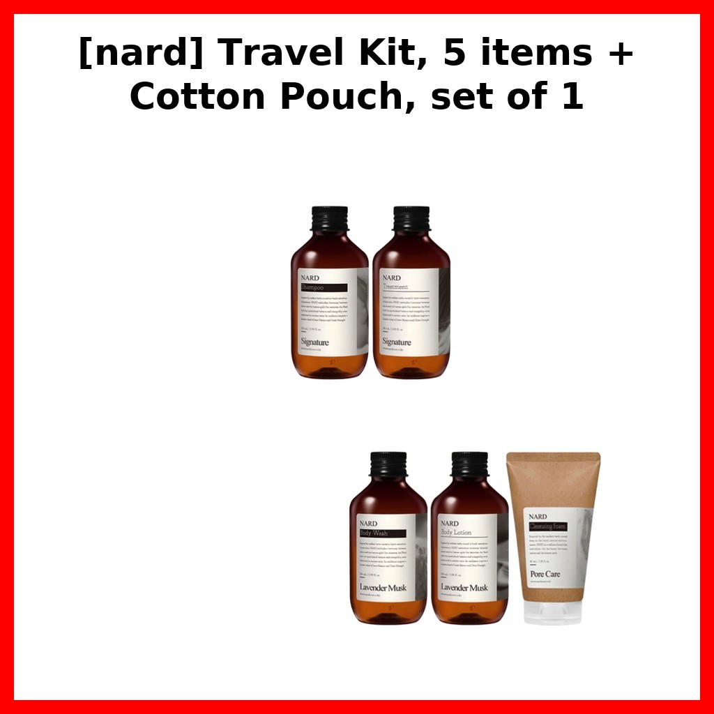 [nard] Travel Kit 5 ชิ้น + กระเป๋าผ้าฝ้าย ชุด 1 ชิ้น / Korean Travel Kit / Essential Travel Items โด