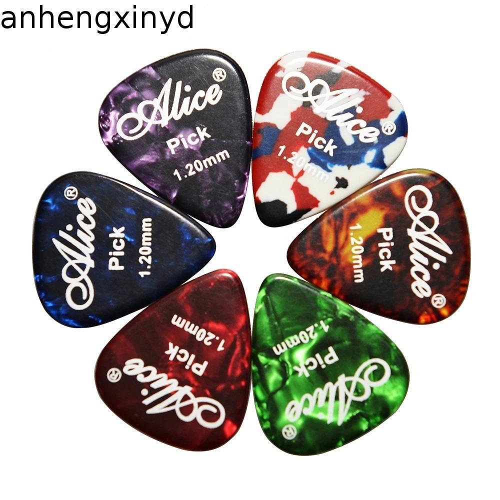 ANHENGXIN 5 ชิ้นสีCelluloid Pick, สีสุ่ม Plectrum Guitar Pick คละสี, ความหนา 0.46-1.5 อุปกรณ์เสริม Guitar Picks Guitar Original Sound Female