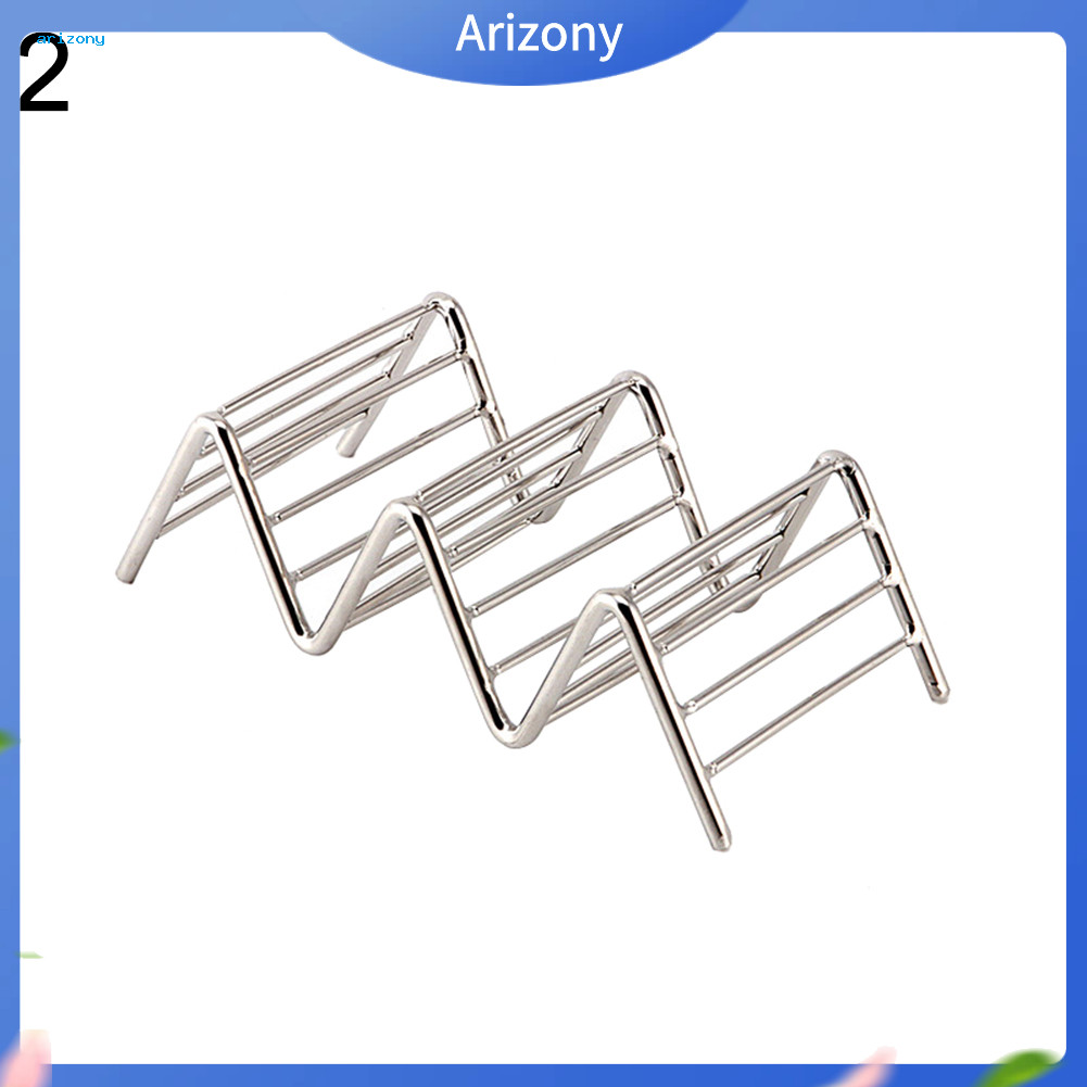(arizony) Hard Wave Stainless Steel Mexican Food Rack Stand Shell Taco Holder Display