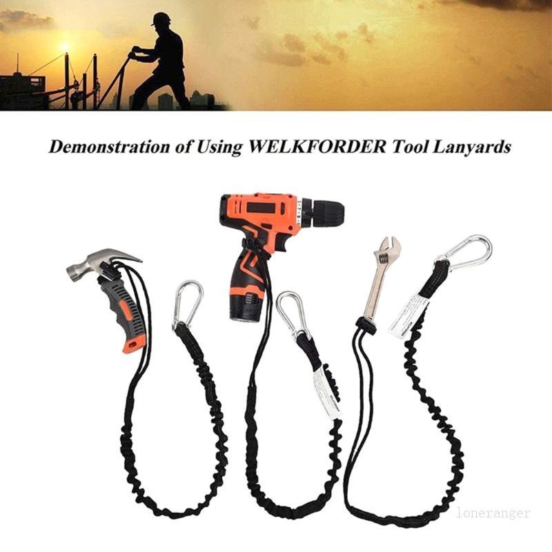 Loner Nylon Tool Tether Lanyard พร้อมสายคล้องคอ Safety Bungee Tether Tool Lanyard