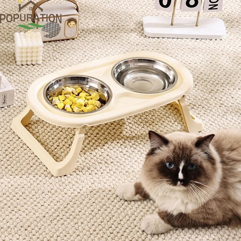 POP Pet Feeding Station พร้อมชามคู่ Splash Proof Feature สีพาสเทล