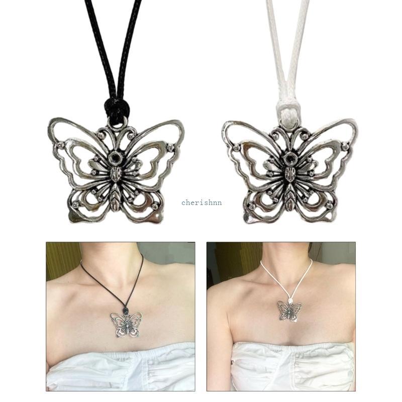 CH * Y2K สร้อยคอจี้ผีเสื้อผู้หญิงหรูหรา Punk Clavicle Chain เครื่องประดับ