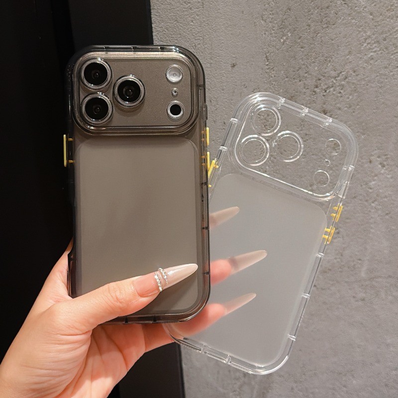 Ice Mist สีโปร่งใสหน้าต่างขนาดใหญ่ Soft Shell เคสโทรศัพท์ IPhone 11 12 13 14 15 16 17 18 Pro Max Plus เคสกันกระแทก
