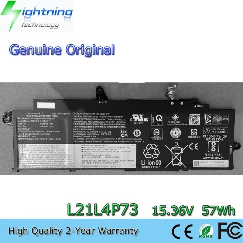 ใหม่ L21L4P73 15.36V 57Wh แบตเตอรี่แล็ปท็อปสําหรับ Lenovo Thinkpad T14s Gen 3 GEN 3 21BR Gen 4 21F6 