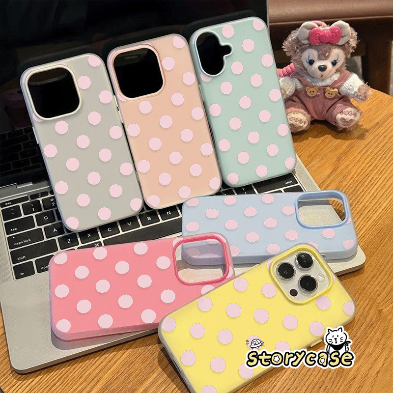 เคสโทรศัพท์จุดโพลก้าสีพาสเทลสไตล์อ่อนหวาน OPPO Reno 13F 5F 16F 16 15 13 15F 8z 5 11 10 12 12F 6 14 8T 14F Reno 15 14 Pro