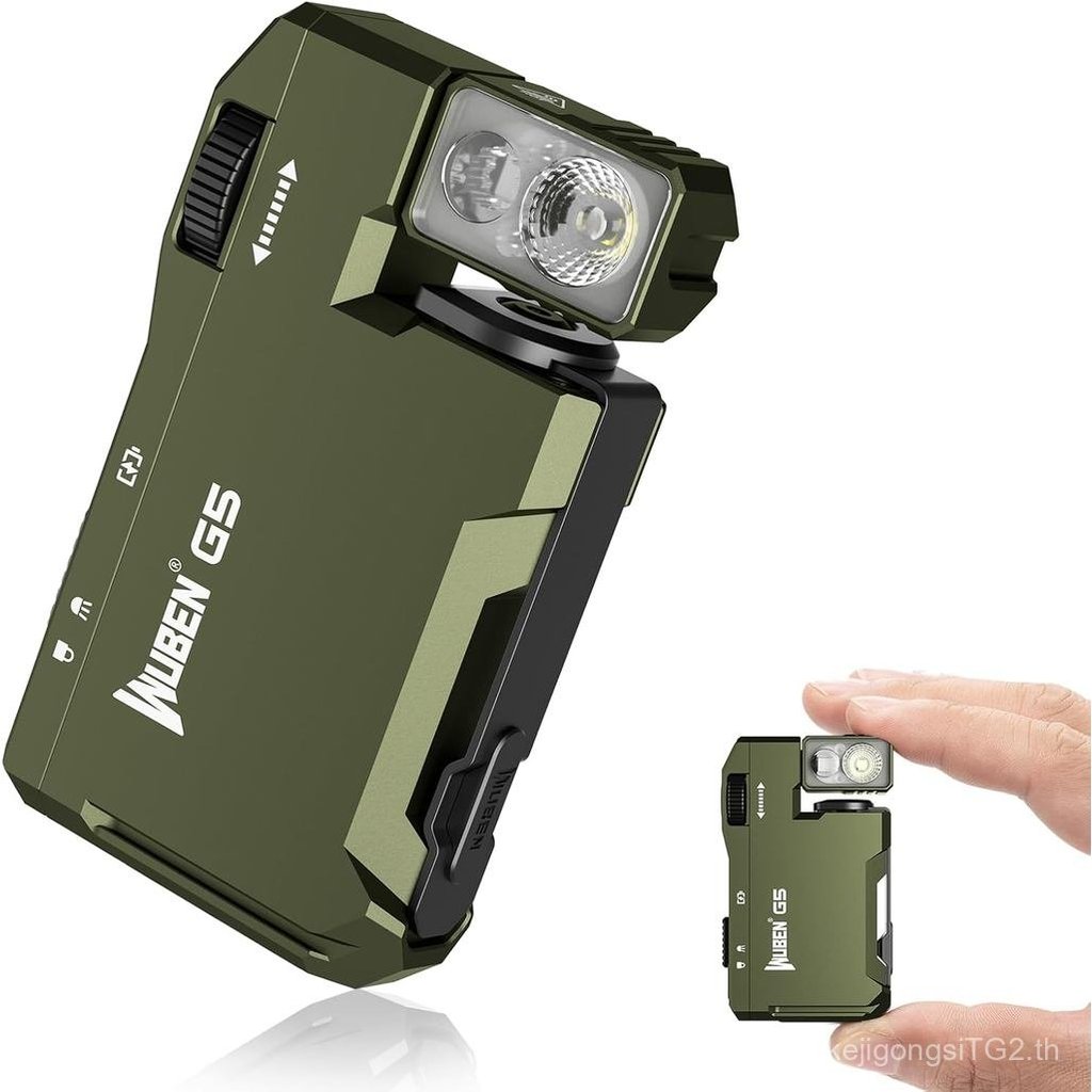 WUBEN G5 ไฟฉาย EDC แบบชาร์จไฟได้, แฟลช RGB อันทรงพลัง, ไฟฉายขนาดเล็กแบนแบบพกพา 400 ลูเมน, IP65 กันน้
