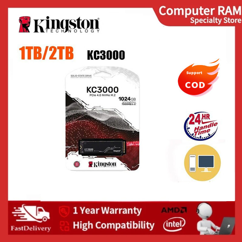 Kingston KC3000 NVMe SSD 1024GB 2048GB M.2 2280 PCIe 4.0 Solid State Disk สําหรับพีซี