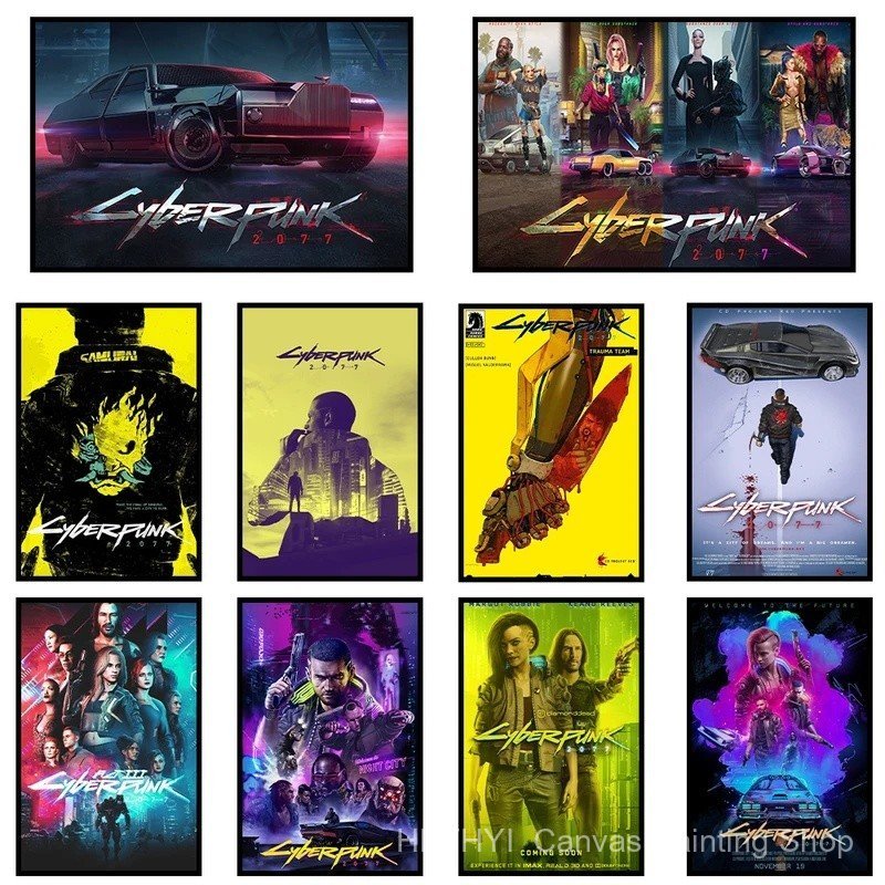 OHTV Cyberpunk 2077 Wall Art โปสเตอร์ Cyberpunk แฟชั่นผ้าใบพิมพ์ Cyberpunk 2077 Decor Art ภาพยนตร์ภา