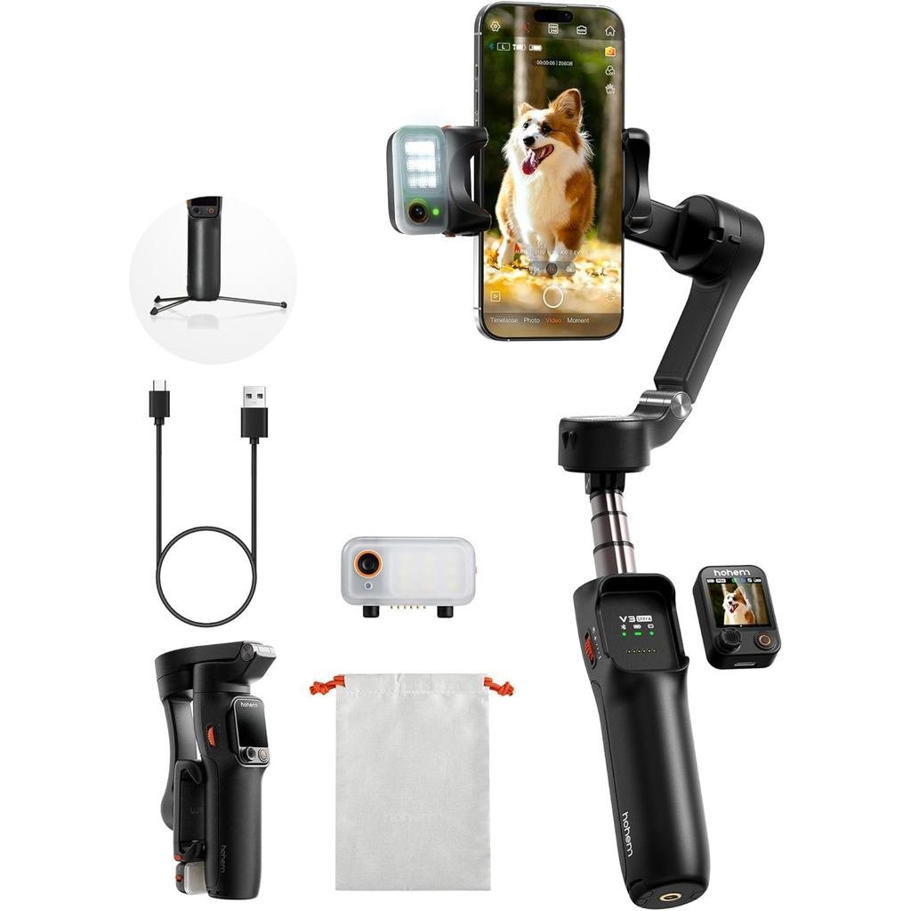 Hohem iSteady V3 Ultra Gimbal Stabilizer สําหรับ, กิมบอลพร้อม AI การติดตามอัตโัติ, หน้าจอสัมผัสที่ถอ