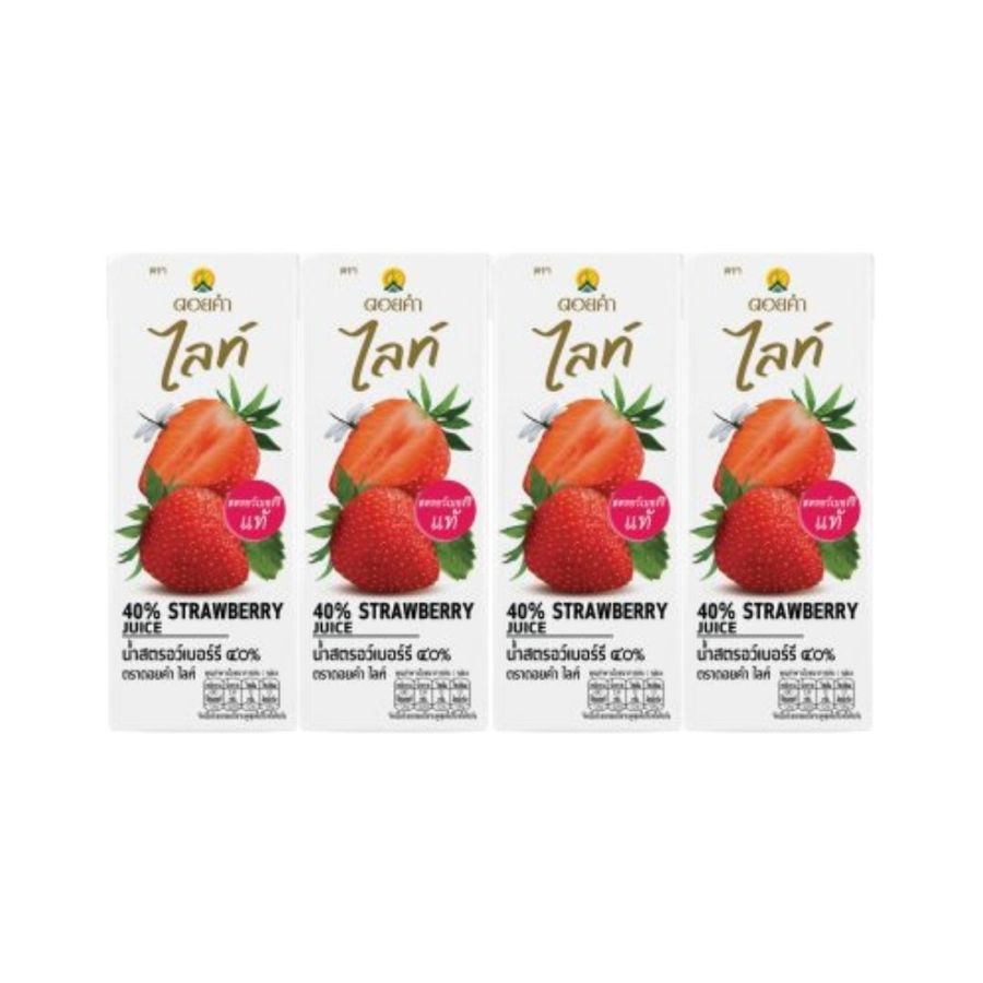 ดอยคำ ไลท์น้ำสตรอว์เบอร์รี่40% Doi Kham Lite Strawberry Juice 200ml. Pack4