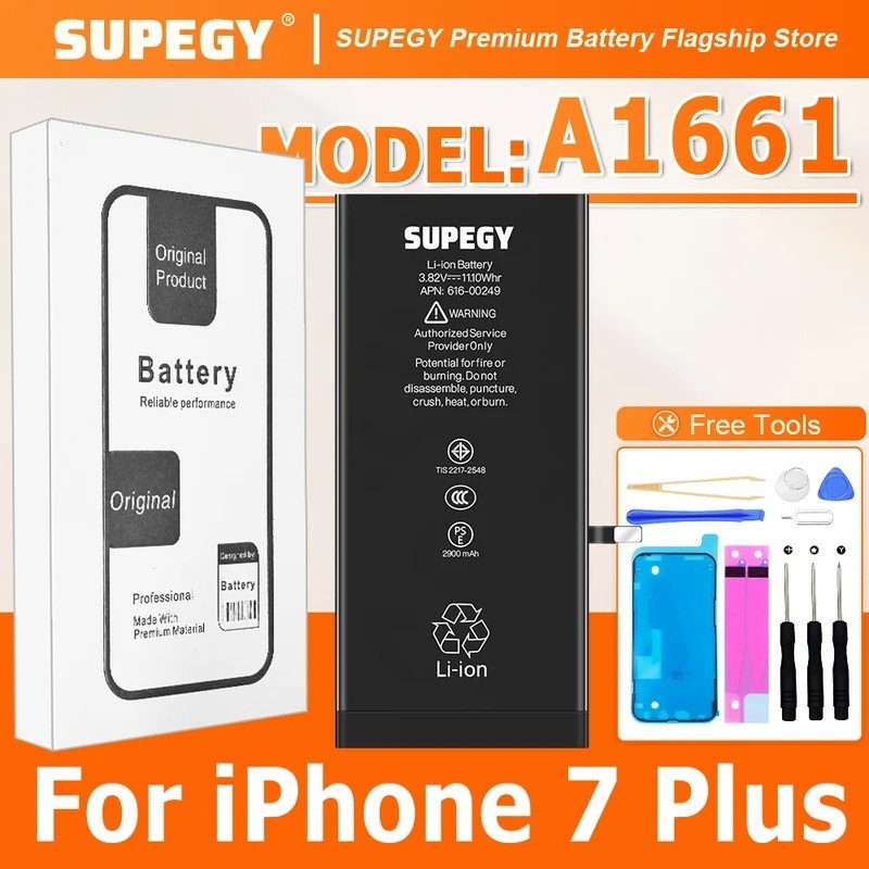 SUPEGY คุณภาพสูง 100% แบตเตอรี่ใหม่สําหรับ iPhone 7 PLUS 7plus A1661 A1784 A1785 A1786 แบตเตอรี่โทรศ