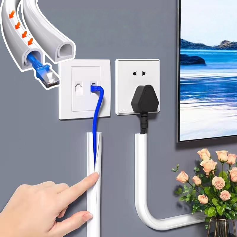 1PC 1 M/39.37in TV Cable Management Cord Hider Cord Organizer Raceway Kit ระบบครอบคลุมสาย PVC Trunki