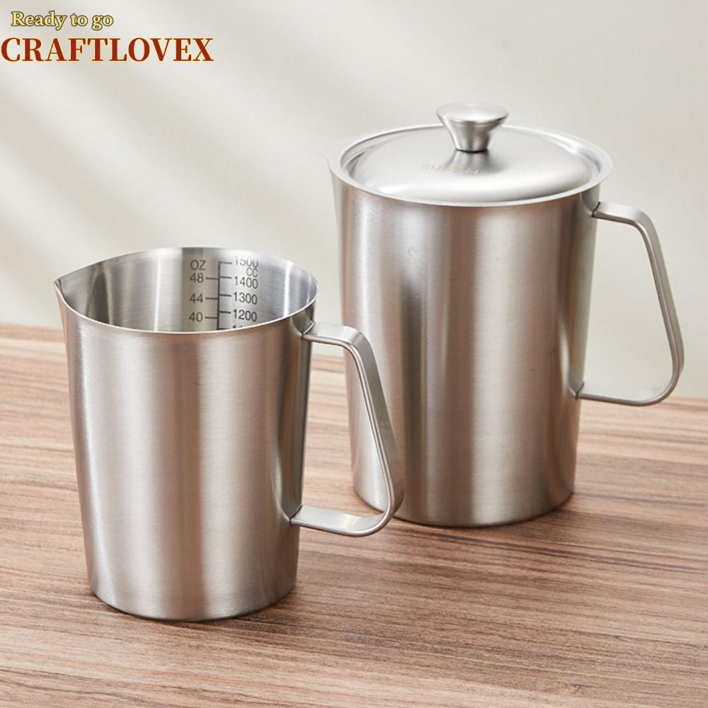 CRAFTLOVEX ถ้วยตวง,หนาพร้อมฝาปิดบีกเกอร์ในห้องปฏิบัติการ,304 สแตนเลสขนาดด้านในออกแบบความจุขนาดใหญ่ L