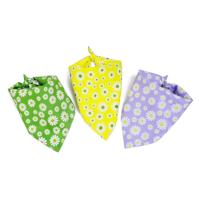สินค้าใหม่ อุปกรณ์สําหรับสัตว์เลี้ยง Daisy Flower Double-layer Pet Saliva Towel Dog Triangle Scarf P