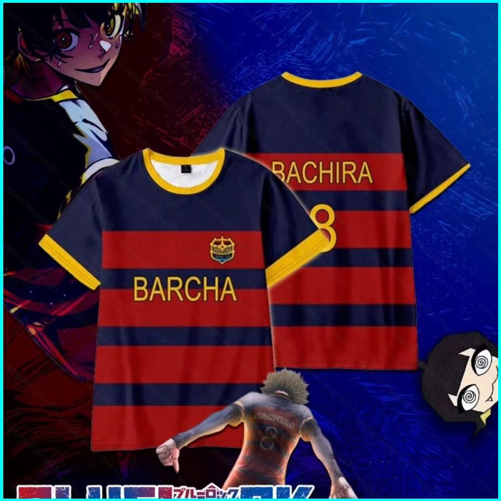 YT2 BLUE LOCK 220g ผ้าฝ้ายหนา tee KAISER BARCHA jersey เสื้อยืดอะนิเมะแขนสั้น YT2