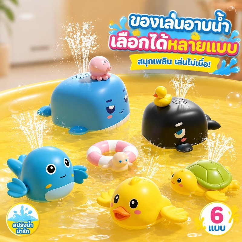 ของเล่นอาบน้ำ วาฬพ่นน้ำไฟฟ้า สเปรย์น้ำ ของเล่นในน้ำ เด็ก ทารก พลาสติกปลอดภัย ของขวัญวันเกิด