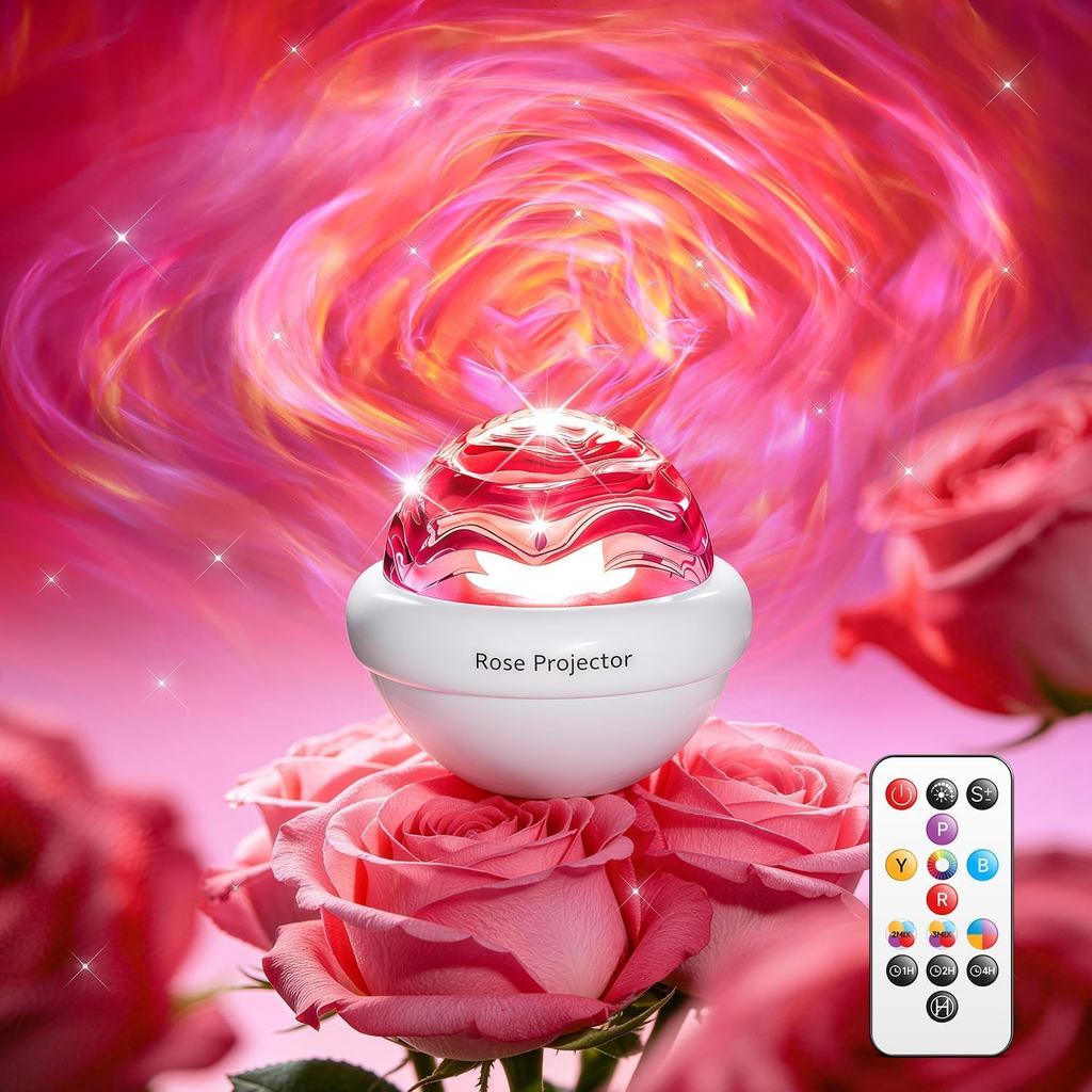PIKOY Rose ของขวัญวันเกิดผู้หญิงดอกไม้โคมไฟ 11 ผสม + 4 สีทึบ, ของขวัญวันแม่หรี่แสงได้สําหรับแม่, โคมไฟพระอาทิตย์ตกแสงโดยรอบพร้อมรีโมท, แสงออโรร่าโปรเจคเตอร์ f