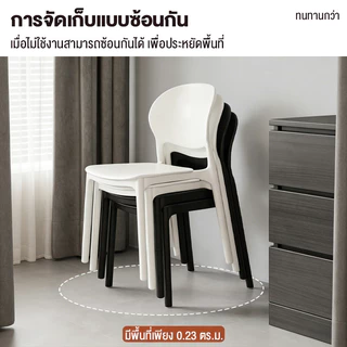 【ซื้อ 1 แถม 1】เก้าอี้ เก้าอี้กินข้าว เก้าอี้พลาสติก เก้าอี้พลาสติกมีพนักพิง สไตล์เรียบง่าย วางซ้อนกันได้ สีต่างๆ ราคาถ