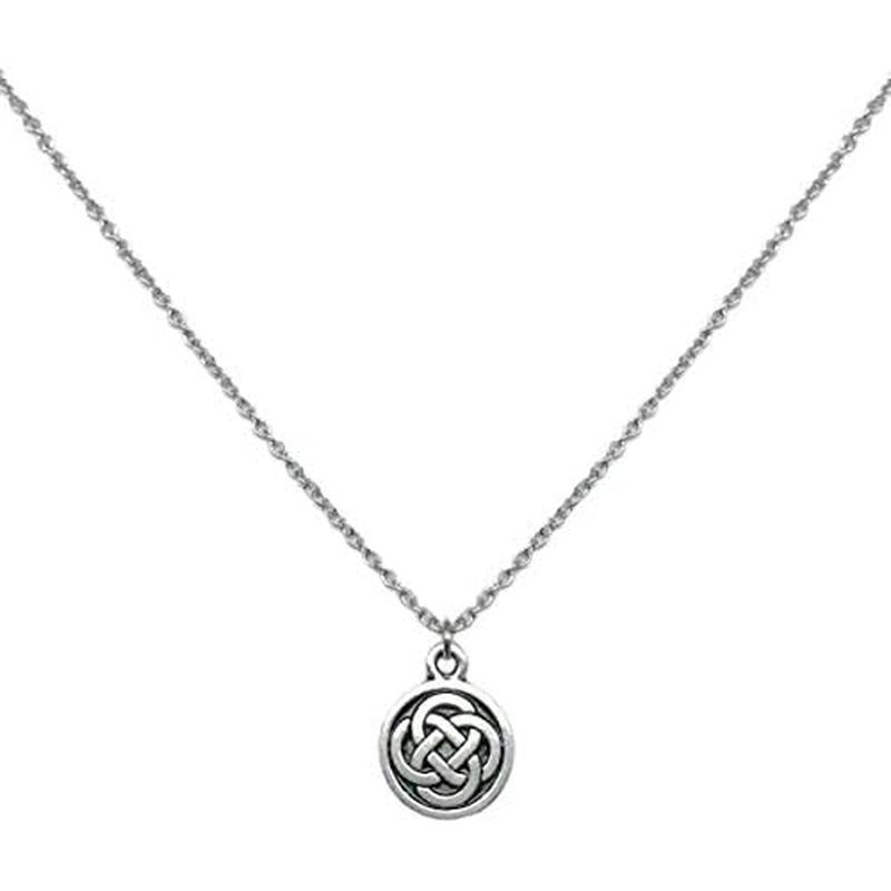 Loralyn Designs สร้อยคอปมเซลติกขนาดเล็ก Pewter จี้โซ่สแตนเลส (16-24 นิ้ว)