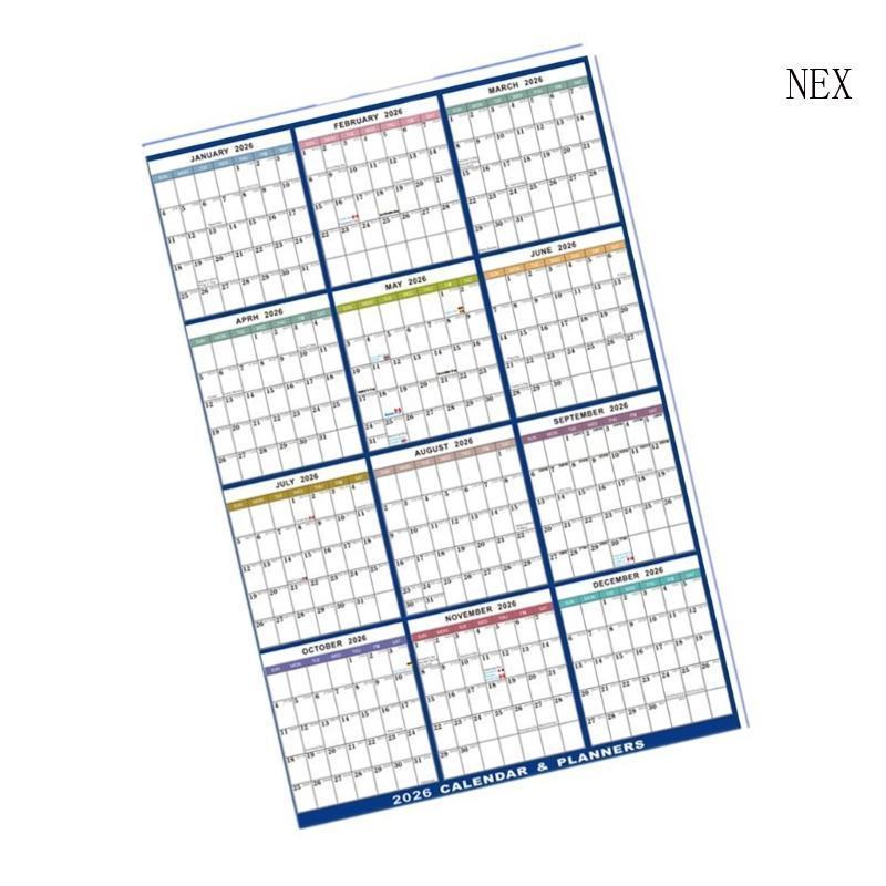 NEX 2026 Wall Calendar Planner 2026 Full Year to View ปฏิทิน Erasable Wall Planner Family Home Organ