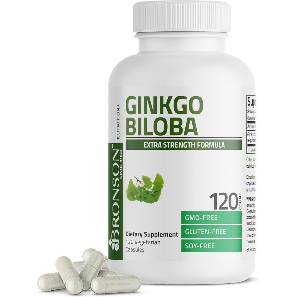 Bronson Ginkgo Biloba Extra Strength Menyokong Fungsi Otak & Memori, 120 แคปซูลมังสวิรัติ JC6J