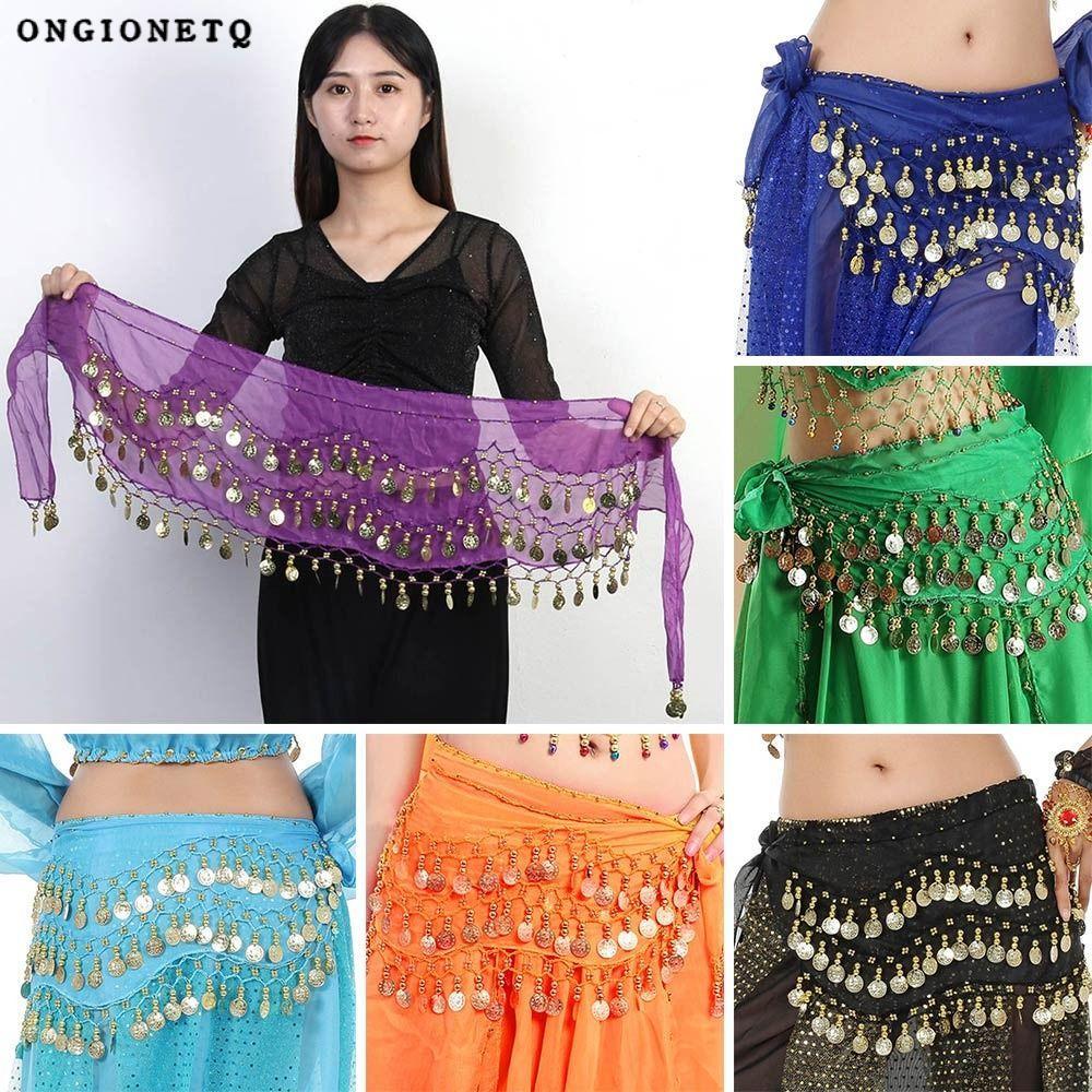 ONGIONETQ เข็มขัดเต้นรําหน้าท้องเลื่อมสําหรับประเทศไทย/อินเดีย/กระโปรงนักเต้นอาร์บ