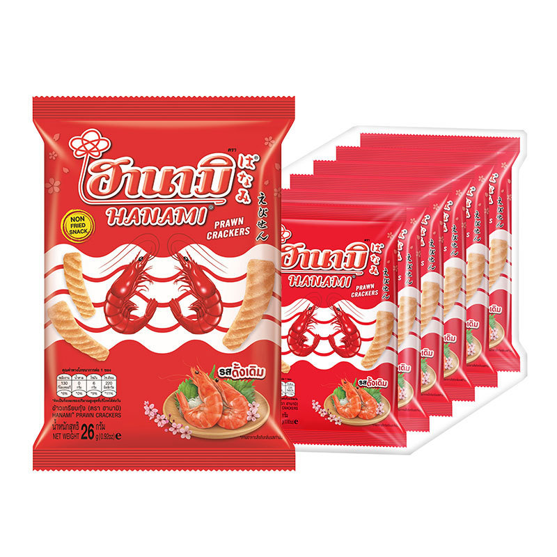 ฮานามิ ข้าวเกรียบกุ้ง 26 ก. x 6 (HANAMI Prawn Cracker 26 g x 6)