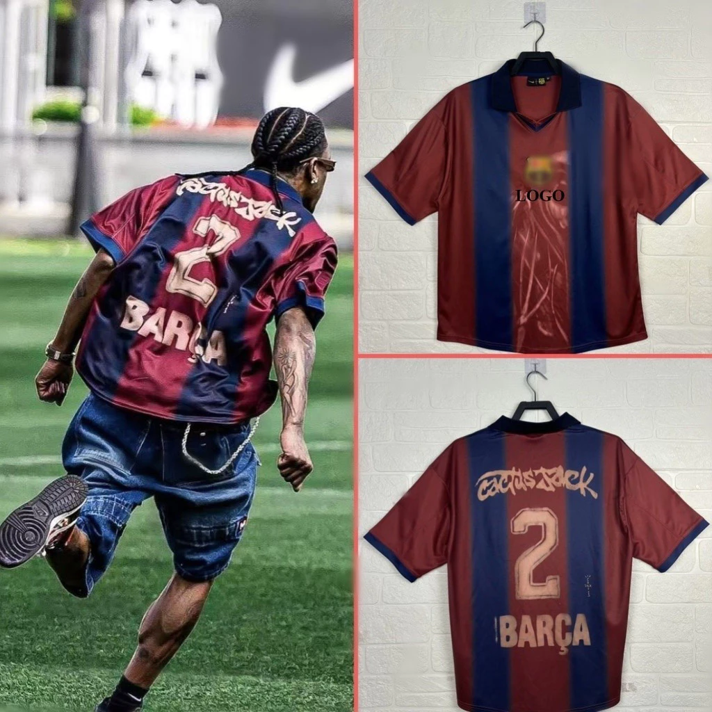 00-01 แฟนเวอร์ชั่นบาร์ x แคคตัสรีโทรโครงกระดูกฟุตบอลเซอร์ซี่เสื้อกีฬาเซอร์ซี่