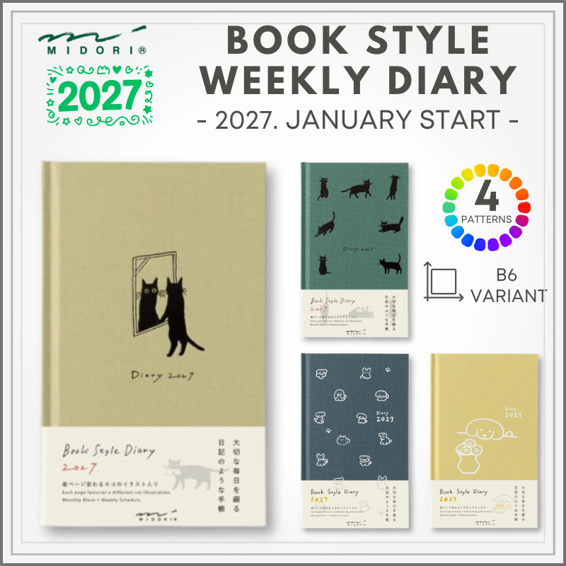 Midori Book Style Diary 2027 Weekly B6 Variant (Starts January 2027), Journal Stationery Japan